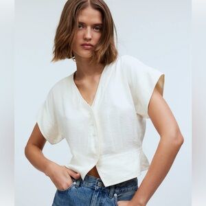 Madewell Pleated Short Sleeve Top